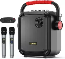 Nešiojama bluetooth kolonėlė Tonor Karaoke Partybox su 2 mikrofonais, belaidė karaoke sistema su belaidžiais mikrofonais, palaiko Bt/tf/usb/aux, skirta vakarėliams/lauke/suaugusiems/vaikams K7
