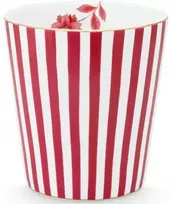 Porcelianinis puodelis Pip Studio Royal, raudonas ir baltas dryžuotas, 230 ml