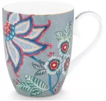 Porcelianinis puodelis Pip Studio Flower Festival, pilkšvai mėlynas su gėlėmis, 350 ml