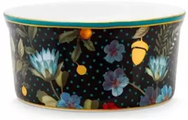Porcelianinis dubenėlis Pip Studio Winter Wonderland, juodas su gėlėmis, 8,7 × 4,3 cm