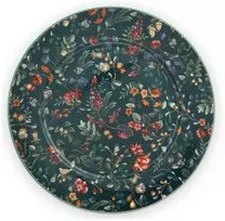 Porcelianinė lėkštė Pip Studio Winter Wonderland, tamsiai žalia su gėlėmis, 32 cm
