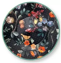 Porcelianinė lėkštė Pip Studio Winter Wonderland, juoda su gėlėmis, 12 cm