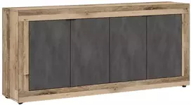 Mebel Elite Komoda BLAGO, 180 cm, juodos ir neapdoroto ąžuolo spalvų
