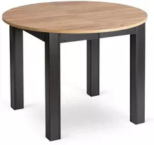 Mebel Elite Išskleidžiamas apvalus stalas HARRY, 102–142 cm, „Craft“ ąžuolo ir juodos spalvos