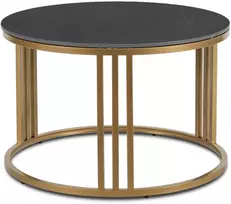 Mebel Elite Apvalus žurnalinis staliukas KORIN, Ø 70 cm, juodo marmuro ir aukso spalvos