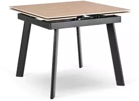Mebel Elite Išskleidžiamas stalas LARES, keraminis stalviršis, 90–150 cm, ąžuolo ir juodos spalvos