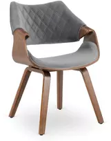 Fotelis Mebel Elite Kėdė LUISE su porankiais, 60,5 × 55 × 87 cm, pilka / riešuto spalvos