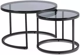 Mebel Elite Kavos staliukų komplektas CARRERA, 50 ir 70 cm, pilkas / juodas