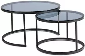 Mebel Elite Kavos staliukų rinkinys CARRERA MAX, 60 ir 70 cm, pilkas ir juodas