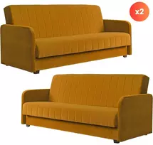 Sofa Mebel Elite Išskleidžiamų sofų komplektas PORTO, 2 vnt., 198 × 86 × 88 cm, garstyčių spalvos