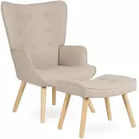 Mebel Elite Poilsio fotelis LOZANO 2 su kojų atrama, smėlio spalvos
