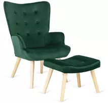 Mebel Elite Poilsio fotelis su kojų atrama, žalias veliūrinis