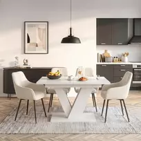 Mebel Elite Išskleidžiamas stalas CLARK, 120–160 cm, baltas blizgus