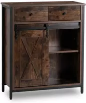 Mebel Elite Komoda su stalčiais COLE, 70 cm, rustikinio ąžuolo ir juoda