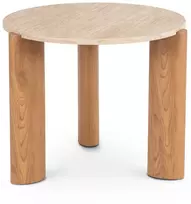Mebel Elite Apvalus kavos staliukas, Ø 60 cm, travertino ir ąžuolo spalvos