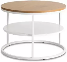 Mebel Elite Apvalus staliukas BEST, Ø 70 cm, baltas, natūralaus ąžuolo spalvos