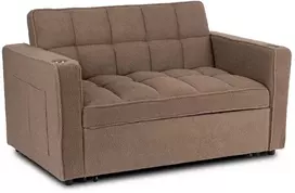 Mebel Elite Išskleidžiamas fotelis-lova su porankiais, 141 × 103 × 84 cm, rudas bouclé