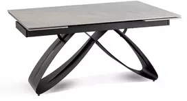 Mebel Elite Išskleidžiamasis stalas su keraminiu stalviršiu, 160–240 cm, pilko marmuro ir juodos spalvos