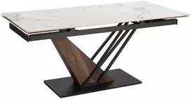 Mebel Elite Išskleidžiamas stalas REX 2, 180–240 cm, balto marmuro / riešuto spalvos
