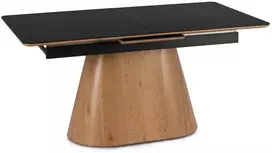 Mebel Elite Išskleidžiamas stalas LIZBONA, keramikinis, 160–200 cm, juodas ir ąžuolo spalvos