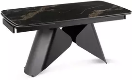 Mebel Elite Išskleidžiamas stalas VERONA, 160–240 cm, juodo marmuro / juodas