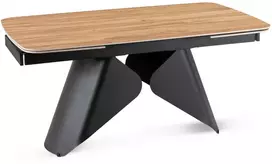 Mebel Elite Išskleidžiamas stalas su keraminiu stalviršiu, 160–240 cm, aukso ąžuolo / juodas