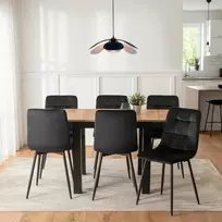 Mebel Elite Išskleidžiamas stalo ir 6 kėdžių komplektas, 80 × 80 cm, ąžuolo „Craft“ ir juodos spalvos