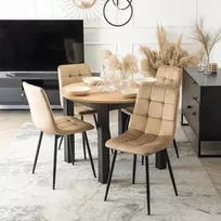 Mebel Elite Valgomojo stalo ir 4 kėdžių komplektas, išskleidžiamas 102–142 cm, „Craft“ ąžuolo ir smėlio spalvos