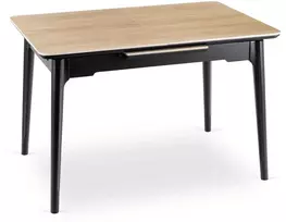 Mebel Elite Išskleidžiamas stalas SAMER, 120–160 × 80 cm, juodas / aukso ąžuolo