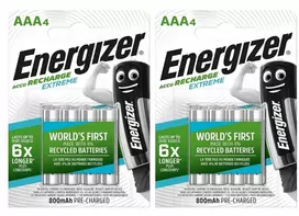 8x Įkraunamos baterijos Energizer Extreme Aaa R03 800mah
