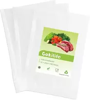 Gokilife vakuuminiai maišeliai – 100 maišelių 15 x 25 cm, atsparūs plyšimui, apytiksliai 450 µm, vakuuminė plėvelė visiems vakuuminiams aparatams ir maisto vakuuminiams aparatams, profesionalūs folijos maišeliai be Bpa, atsparūs virimui ir sous vide