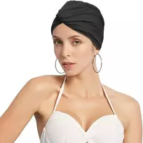 Moteriška plaukimo kepuraitė, elastinga turbaninė kepurė ilgiems plaukams, neslystanti plaukimo kepuraitė, madinga turbaninė kepurė, retro galvos apdangalas, maudymosi kepuraitės baseinui, paplūdimiui, Spa
