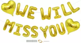 "we Will Miss You" balionų vėliavėlių rinkinys, "we Will Miss You" baneris, atsisveikinimo vakarėlio dekoracijos, priedai, atsisveikinimo vakarėlis, išėjimo į pensiją vakarėlis, darbo vakarėlis biure, išleistuvių dekoracija (auksinė)