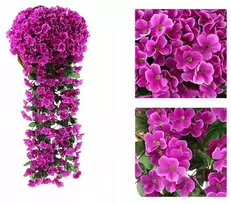 Dirbtinės gėlės girlianda, svyranti dirbtinė surfinija, violetinė
