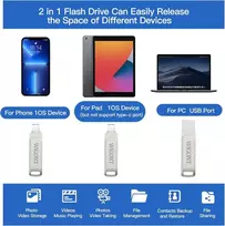 Wigont 128gb usb atmintinė, skirta iphone, 3 viename atmintinė, skirta saugoti daugiau nuotraukų ir vaizdo įrašų iš skirtingų įrenginių. skirta ios/ipad/pc