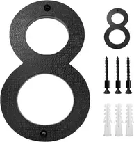 Vordpe nerūdijančio plieno juodas namo numeris 12,7 cm didelis 3d efekto namo numerio ženklas, skirtas biuro durims, pašto dėžutėms, butų vartams, spintelėms, garažams (numeris 8)