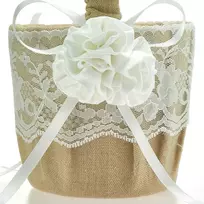 Einssein 1 x žiedų pagalvėlės rinkinys iš džiuto su gėlėmis 20 x 20 cm didelis + 2 x barstymo krepšeliai vestuvių pagalvėlė vestuviniai žiedai vintažinė vestuvių žiedų pagalvėlė vestuvių pagalvėlė širdelės vestuvių ceremonija