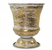 Dėklas ant metalinės kojelės, 16x13.5 cm, auksinis vazonas