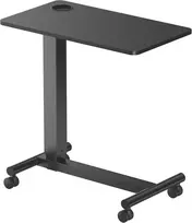 Puremounts® Mobilus staliukas šoninis, reguliuojamo aukščio, aukščio reguliavimas 71,2 cm iki 106,2 cm, iki 7kg keliamoji galia, užrakinami ratukai, integruotas gėrimų laikiklis, juodas