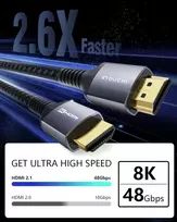 Hdmi 2.1 kabelis 8k 48gbps 2.5m, 8k@60hz, 4k@144hz, Hdr, Earc
