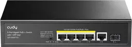 Šakotuvas Cudy Gs1005pts1 5 prievadų gigabitinis Poe+ komutatorius 120w, 4 Poe prievadai, 1 Sfp, 802.3at/af, Vlan, išplečiamas iki 250 metrų