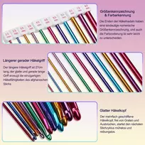 Coopay tunisinio nėrimo vąšelių rinkinys su priedais, 11 vienetų 2,0–8,0 mm tunisinio nėrimo vąšeliai pagaminti iš aliuminio ir 12 vienetų 3,0–10 mm bambukiniai tunisinio nėrimo vąšeliai su virve, pilnas tunisinis rinkinys