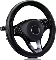 Odinės vairo rato apsauga universali neslystanti kvėpuojanti atspari dilimui elastinga mikropluošto automobilio vairo rato apsauga 37-38 cm juoda