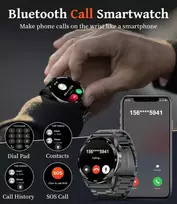 Foxbox išmanusis laikrodis vyrams su telefono funkcija, 1,43 colio Amoled Ip68 vandeniui atsparus sportinis laikrodis, 100+ sporto režimų, kūno rengybos seklys su širdies ritmo monitoriumi, miego monitoriaus išmanusis laikrodis, skirtas Ios Android, 3