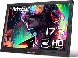 Ulrhzar nešiojamas monitorius 17.3 colių 1600 x 900 ekranas 60hz Usbc kelioniniai Hdmi monitoriai su garsiakalbiais nešiojamam kompiuteriui, Pc, telefonui, Ps4/5, nešiojamas monitorius