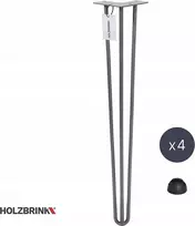 Holzbrink Pilkos spalvos stalo kojos 60cm Hairpin legs 4vnt