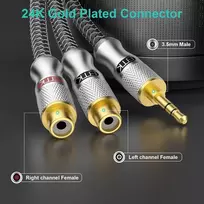 Emk stereo audio kabelis 3.5mm male į 2 rca female paauksuotas rca y skirstytuvas išmaniesiems telefonams mp3 planšetiniams kompiuteriams hifi stereo 0.3m