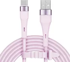 Krüger&matz Km1268-1p Usb kabelis - Usb Type C 1 m silikoninis rožinis