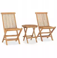 Lauko baldų komplektas Tekinių sodo baldų komplektas - staliukas ir kėdės - 75x50 cm - rudas