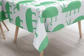 Le Jardin du Lin virtuvinis staltiesė, petrolio žalia/balta, 140 x 140 cm - sukurta ir pagaminta Turkijoje
